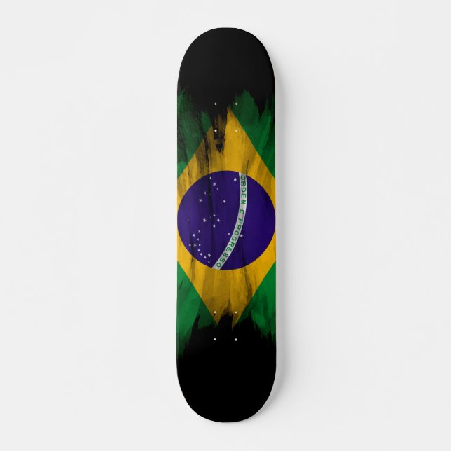 Skateboard Golpe de pincel de bandera de Brasil, bandera naci (Anverso )