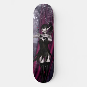 Skateboard Gorgeous Goth girl cobwebs & curtains