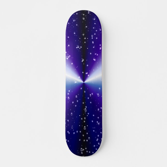 Skateboard Gotas de lluvia con estrellas en un arcoiris negro (Anverso )