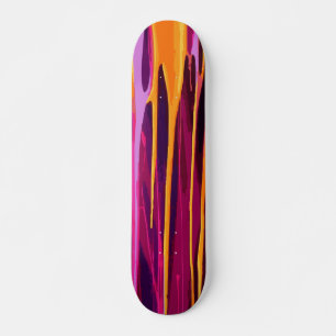 Skateboard Goteo de pintura amarilla sobre abstracto rosa y p
