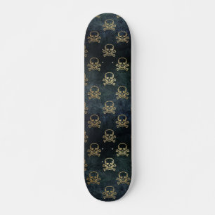 Skateboard gótica de cráneo y huesos