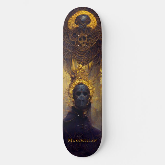 Skateboard Gótica Oscura Fantasía Muerte con tu nombre de pla (Anverso)