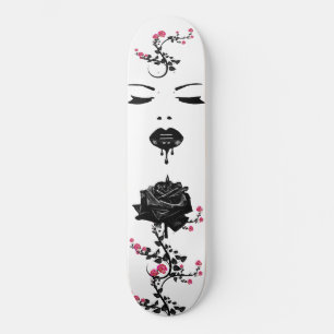 Skateboard Gótico Cara Láminas de Rosa negro goteo arte líqui
