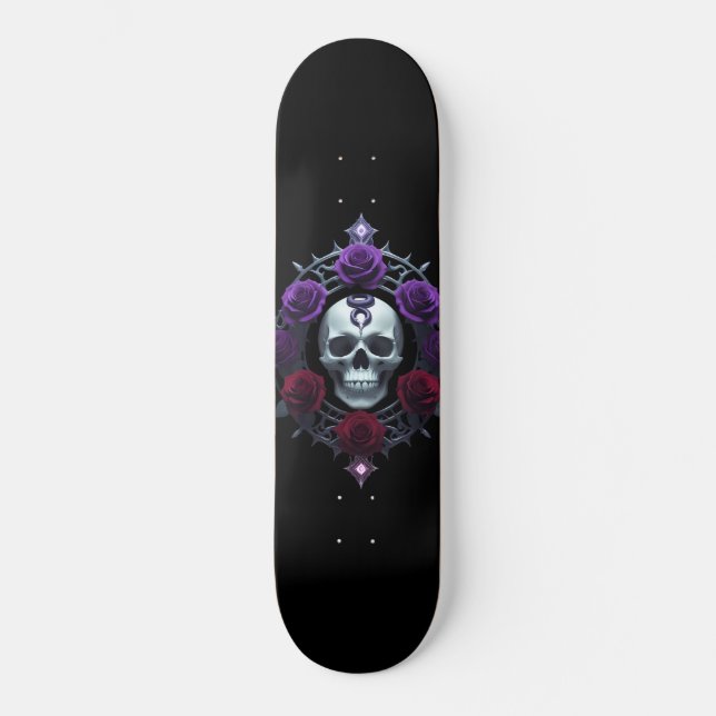 Skateboard Gótico De Calaveras Y Serpientes (Anverso)