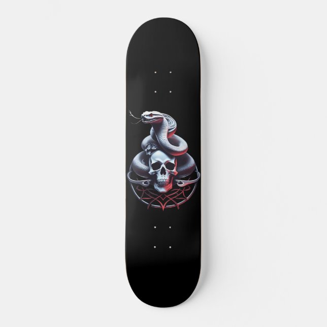 Skateboard Gótico De Calaveras Y Serpientes (Anverso)