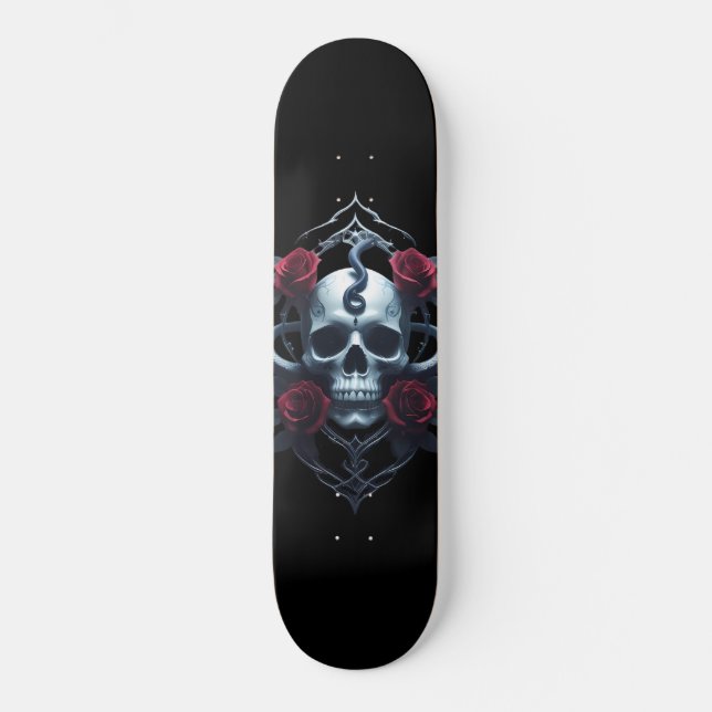Skateboard Gótico De Calaveras Y Serpientes (Anverso)