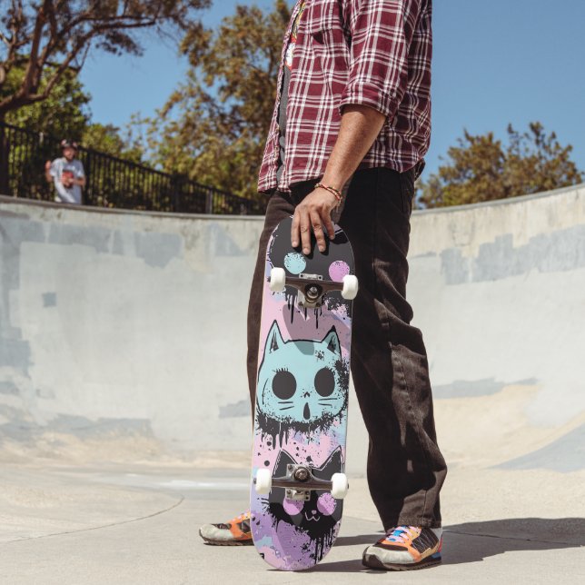 Skateboard Gótico de Kawaii Pastel Cute Patchwork Gato asquer (Exterior 2)