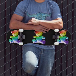 Skateboard Gra de arcoiris de osito metalizado cepillado de S