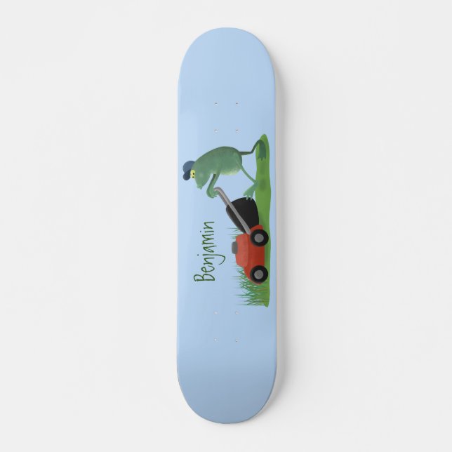 Skateboard Graciosa rana verde que siembra césped personaliza (Anverso )