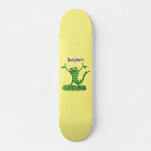 Skateboard Gracioso lagarto de iguana con sonrisa verde
