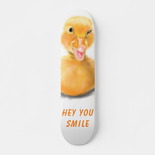 Skateboard Gracioso pato amarillo juguetón Wink feliz Persona