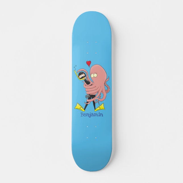 Skateboard Gracioso pulpo abrazos buceo humor personalizado (Anverso )