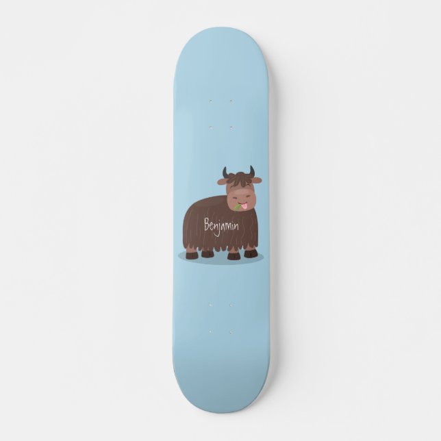 Skateboard Gracioso yak feliz comiendo hierba personalizado i (Anverso )