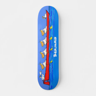 Skateboard Graciosos pelícanos remando ilustracion personaliz