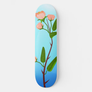 Skateboard Gradiente azul del cielo con rama de primavera flo
