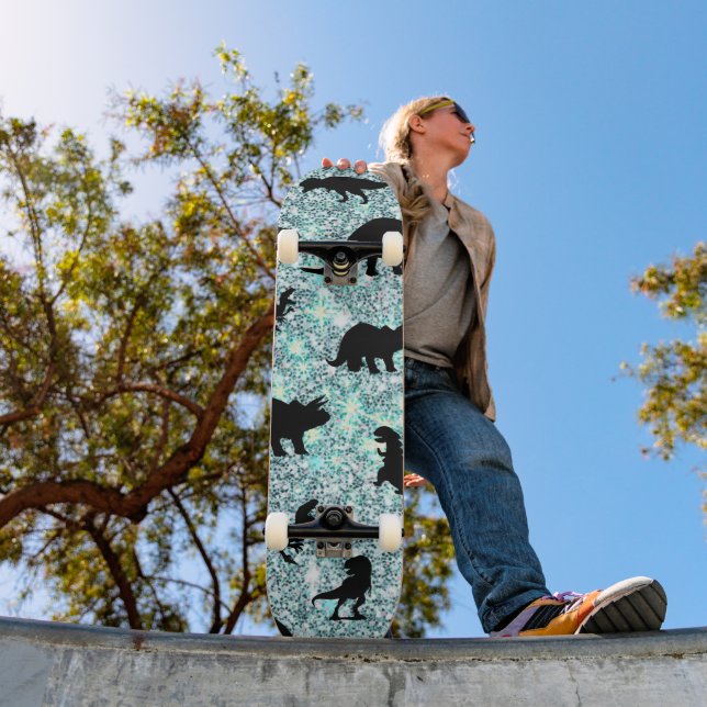 Skateboard gradiente de ballena de tiburón de silueta Sparkle (Exterior 1)