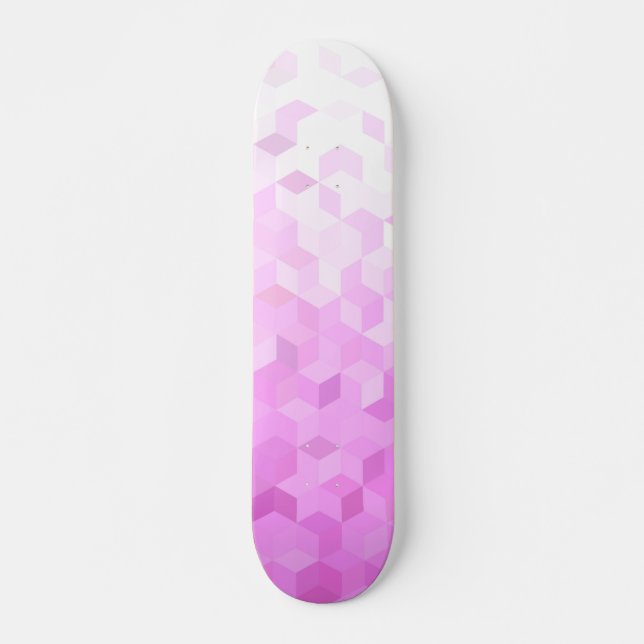 Skateboard Gradiente de Cubo Femenino Moderno Rosa Fucsia (Anverso )