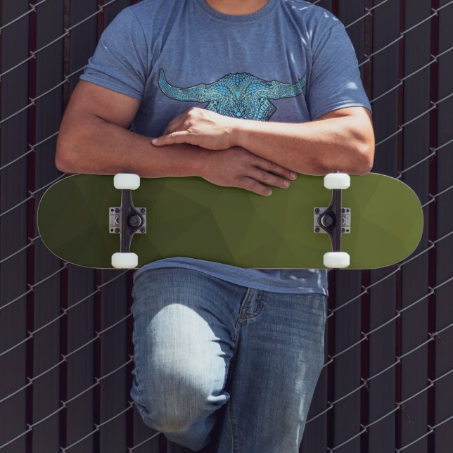 Skateboard Gradiente de malla geométrica de aceituna verde de (Exterior 3)