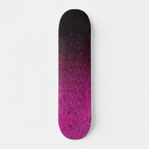 Skateboard Gradiente de Purpurina rosa y negro de caída