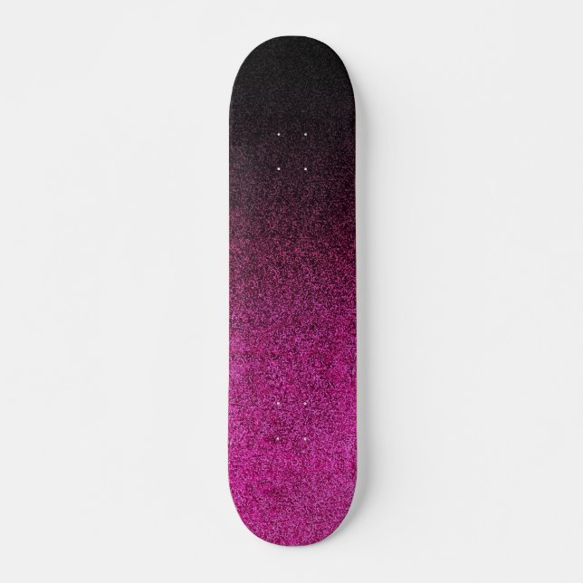 Skateboard Gradiente de Purpurina rosa y negro de caída (Anverso )
