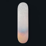 Skateboard Gradiente holográfico de color plateado Purpurina<br><div class="desc">Este elegante diseño de moda es perfecto para una chica moderna y elegante. Presenta un falso purpurina de plata impreso con un diseño de gradiente holográfico rosa, melocotón, azul y violeta. Es moderno, fresco, único, glamuroso y original. ***NOTA DE DISEÑO IMPORTANTE: Para cualquier solicitud de diseño personalizada, como solicitudes de...</div>