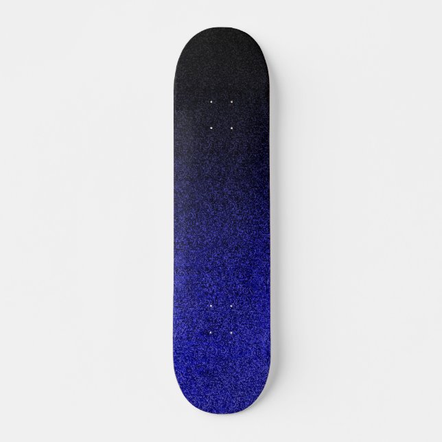 Skateboard Gradiente Purpurina azul y negro de caída (Anverso )