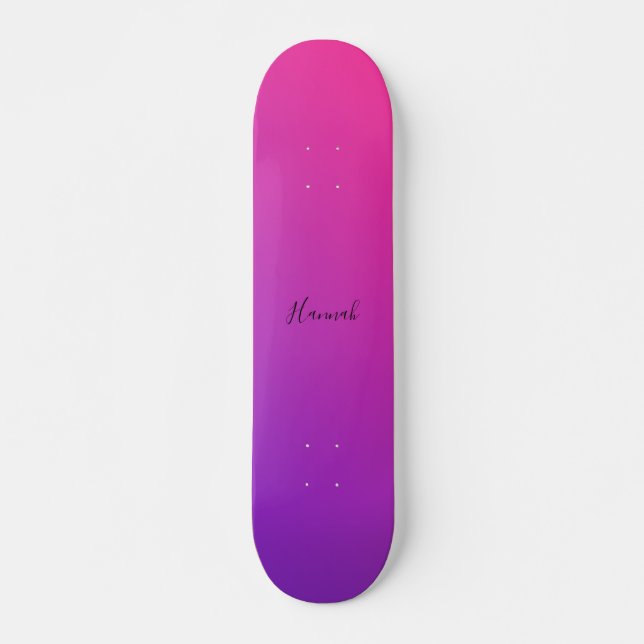 Skateboard Gradiente rosa morado personalizado (Anverso )