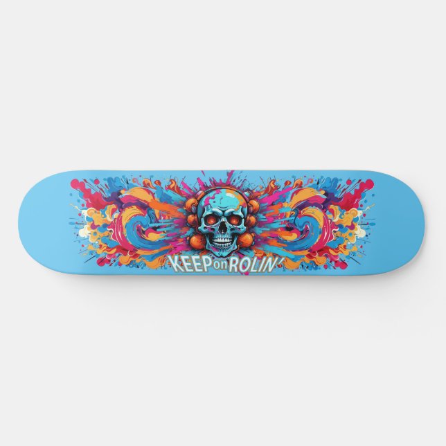 Skateboard Graffiti Art Skull 6 - Sigue en Rolin' (Horz)