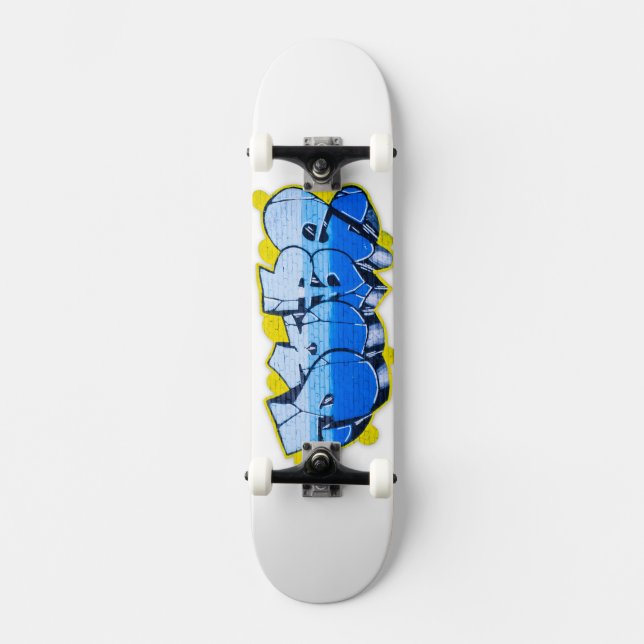 Skateboard Graffiti azul en una pared de ladrillo (Anverso)