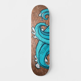 Skateboard Graffiti Blue Great Wave Personalizado
