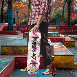 Skateboard Graffiti brillante con el lema "Vivir para andar"