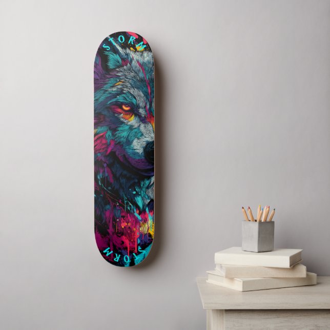 Skateboard Graffiti Callejero de Lobo Feroz – Edición Limitad (Arte de la pared)