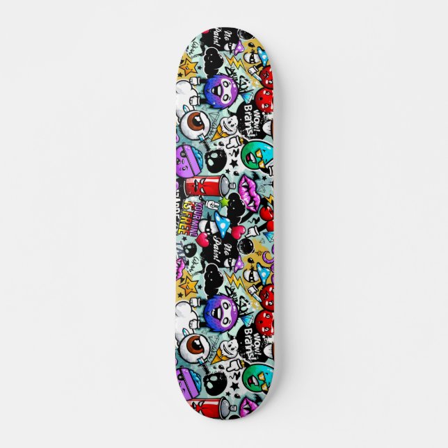 Skateboard Graffiti de frutas y verduras locas (Anverso )