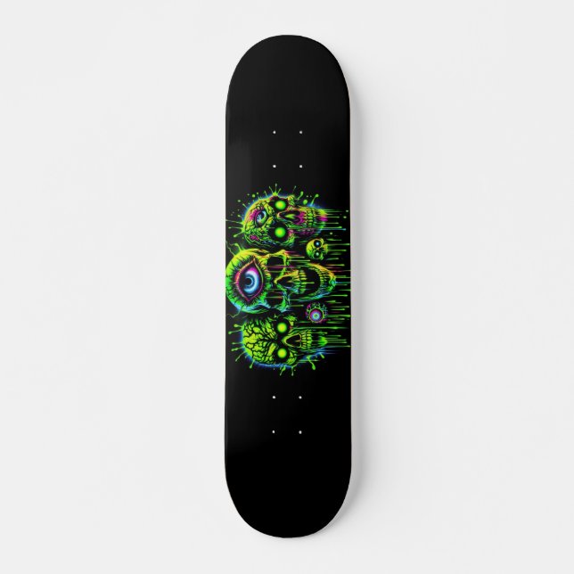 Skateboard Graffiti de horror calaveras fluorescentes (Anverso )