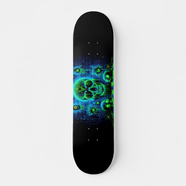 Skateboard Graffiti de horror calaveras fluorescentes (Anverso )