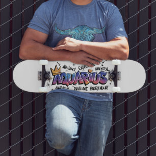 Skateboard Graffiti del Zodiaco de Acuario