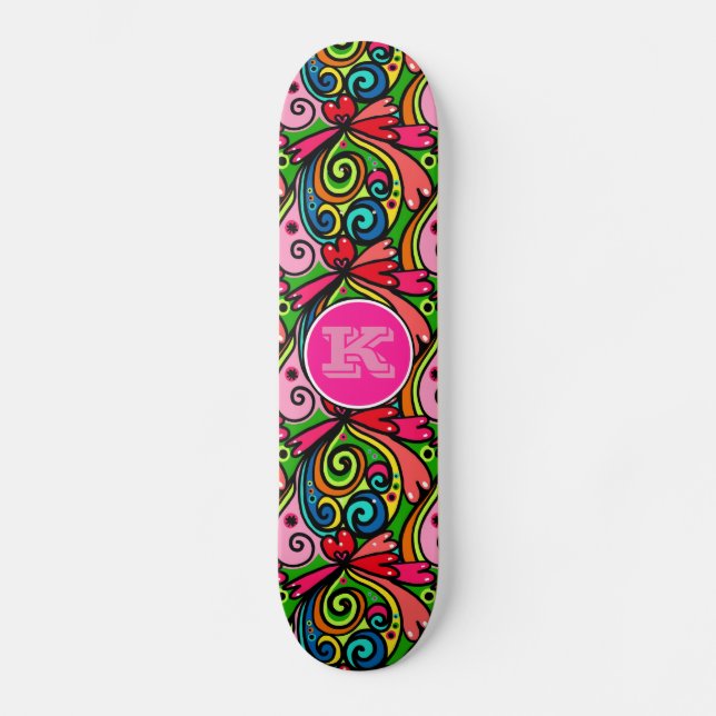 Skateboard Graffiti Girly Super Guay con Monograma (Anverso)