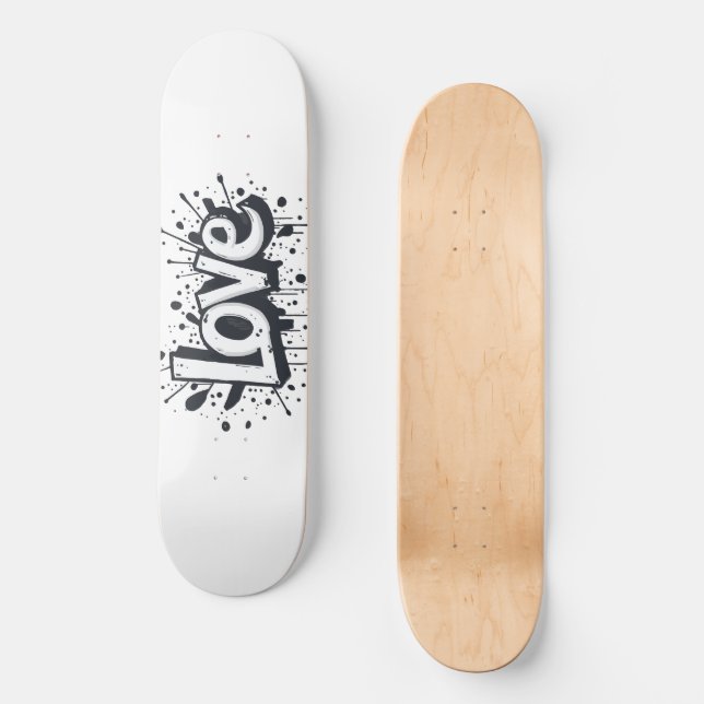 Skateboard Graffiti Monocrome Etiqueta de amor (Anverso)