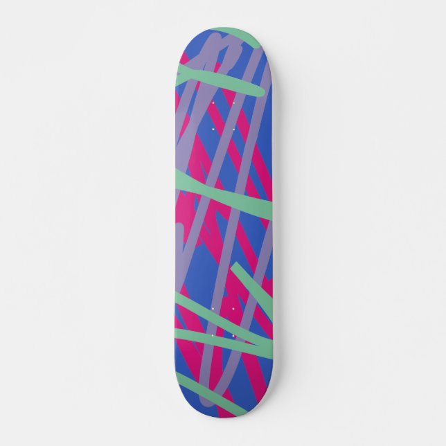 Skateboard Graffiti Street Art Urban Lines Blue Pink Purple  (Anverso )