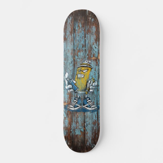 Skateboard Graffiti sur planche en bois usée (Anverso)