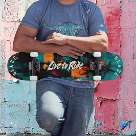 Skateboard Graffiti urbano pop Art - Vivir en bicicleta Motto
