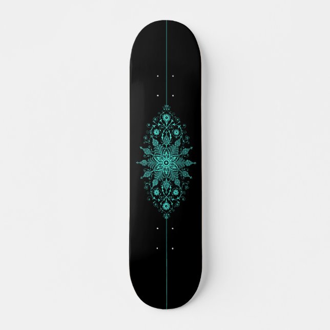 Skateboard Gráfico de patrón intensivo místico azul brillante (Anverso )