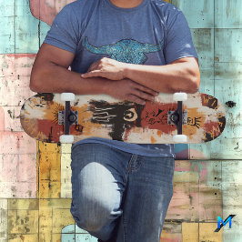 Skateboard Grafiti Abstracto Inspirado en Tribus con Tono Ter