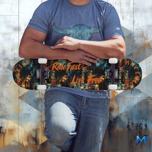 Skateboard Grafiti Urbano en Negrita & Naranja Viaja Rápido V (Subido por el creador)