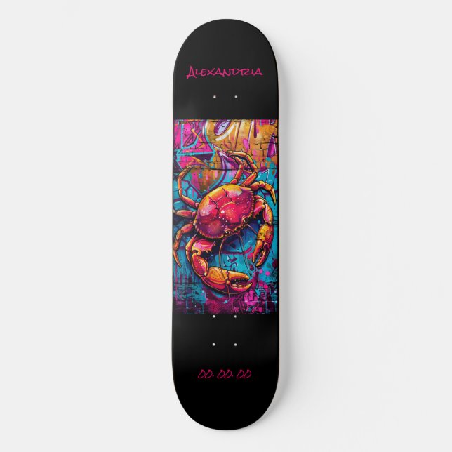 Skateboard Grafitti de astrología del cáncer Personaliza el S (Anverso)