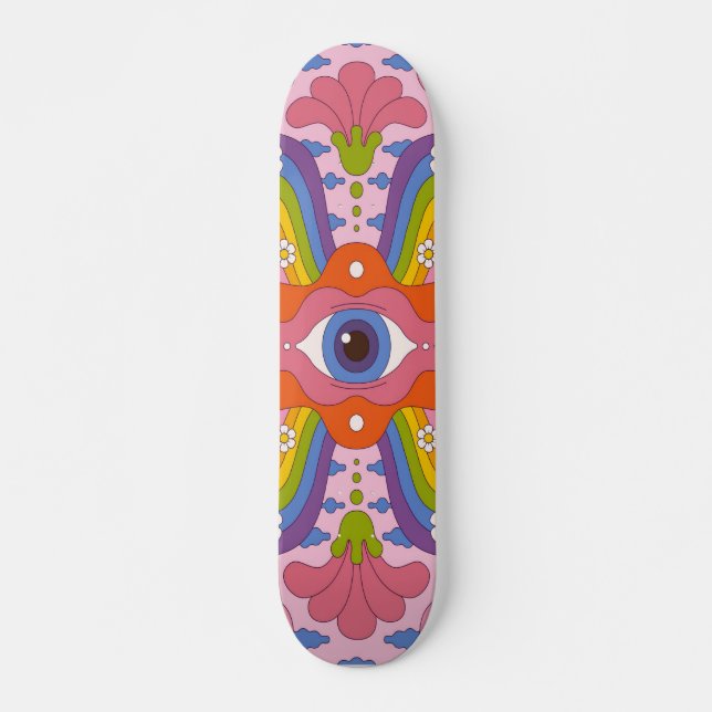 Skateboard Gran ojo de estilo hippy psicodélico (Anverso )