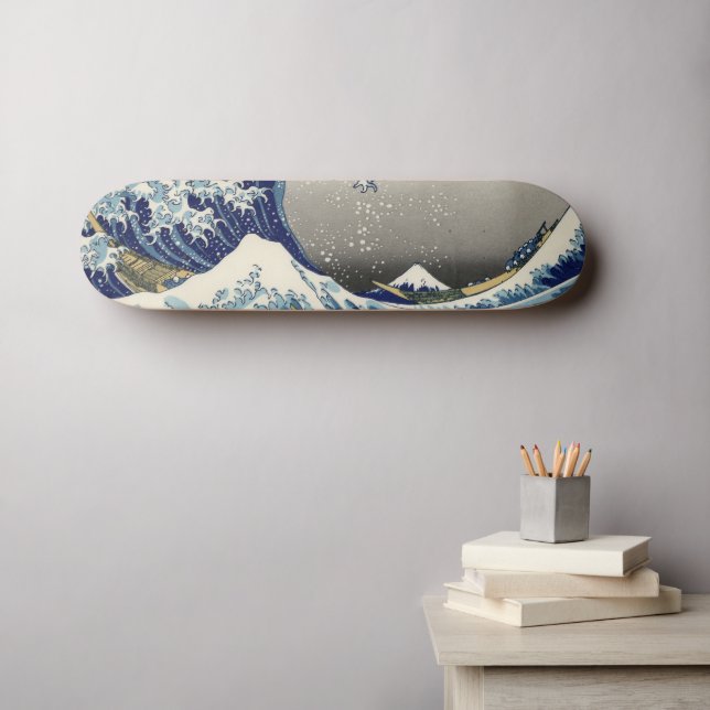 Skateboard Gran Ola frente a Kanagawa y Monte Fuji Mar de Jap (Arte de pared (horz))