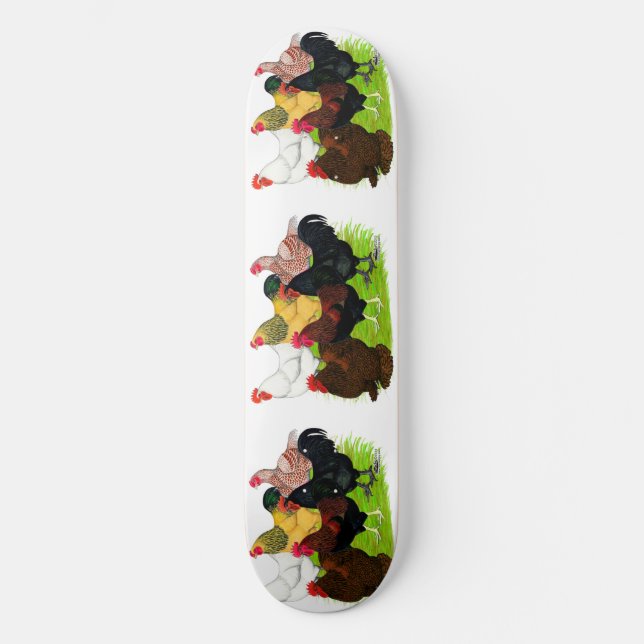 Skateboard Gran variedad de gallos (Anverso)