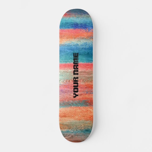 Skateboard Grano de madera colorido (Anverso)