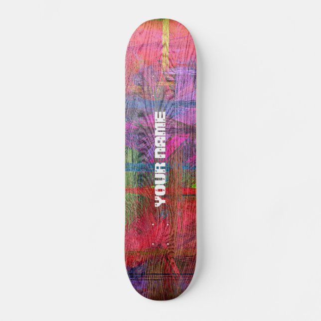 Skateboard Grano de madera colorido #3 (Anverso)